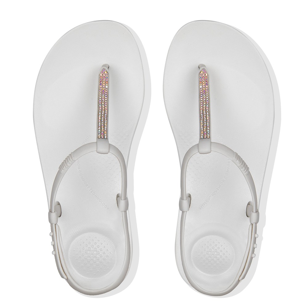 Fitflop Womens Sandals White - Iqushion Splash Sparkle Back-strap - 75ITJWSPZ